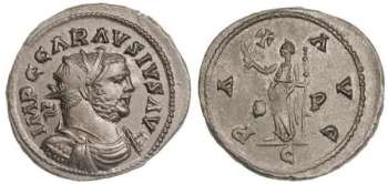 [RIC 302]<br>M. Aurelius Mausaeus Carausius, Rebel Emperor of Britain and Gaul, 287-293 AD.